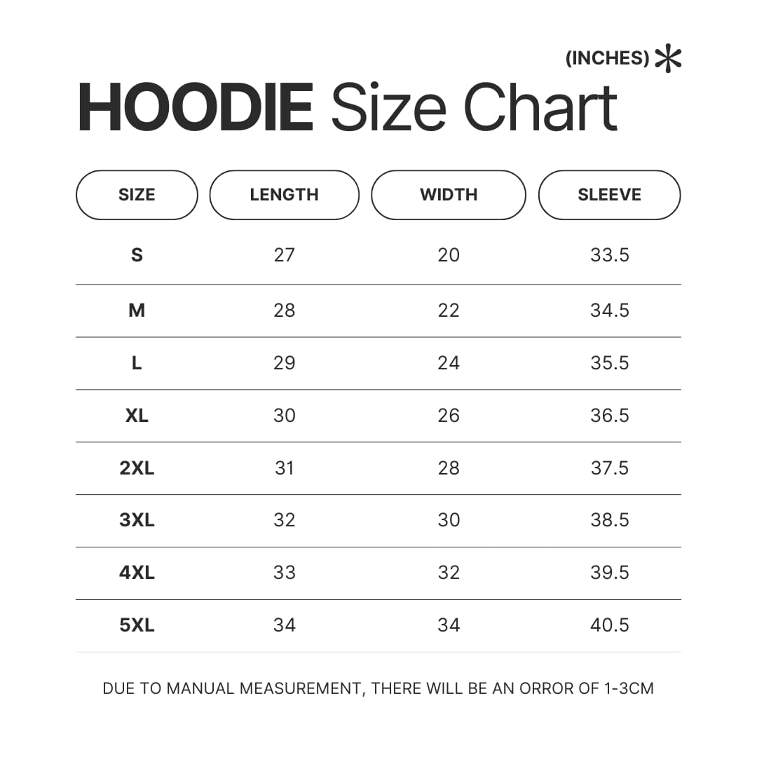 Hoodie Size Chart - Daft Punk Band Shop