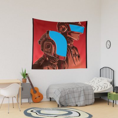 Blue Helm Discovery Silkscreen Tapestry Official Daft Punk Merch